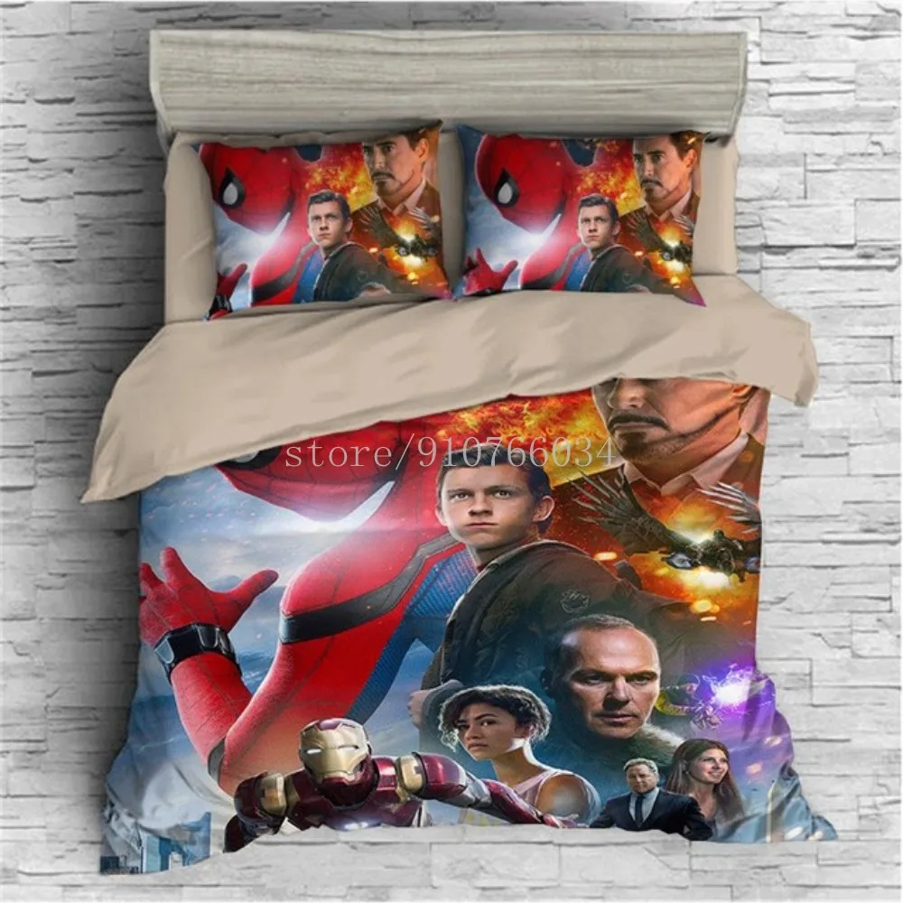 

Superhero Red Spiderman Duvet Cover Set Thick Bed Linen 3D Character Pillowcases Twin Full Queen King Size Boys Adult Bedding