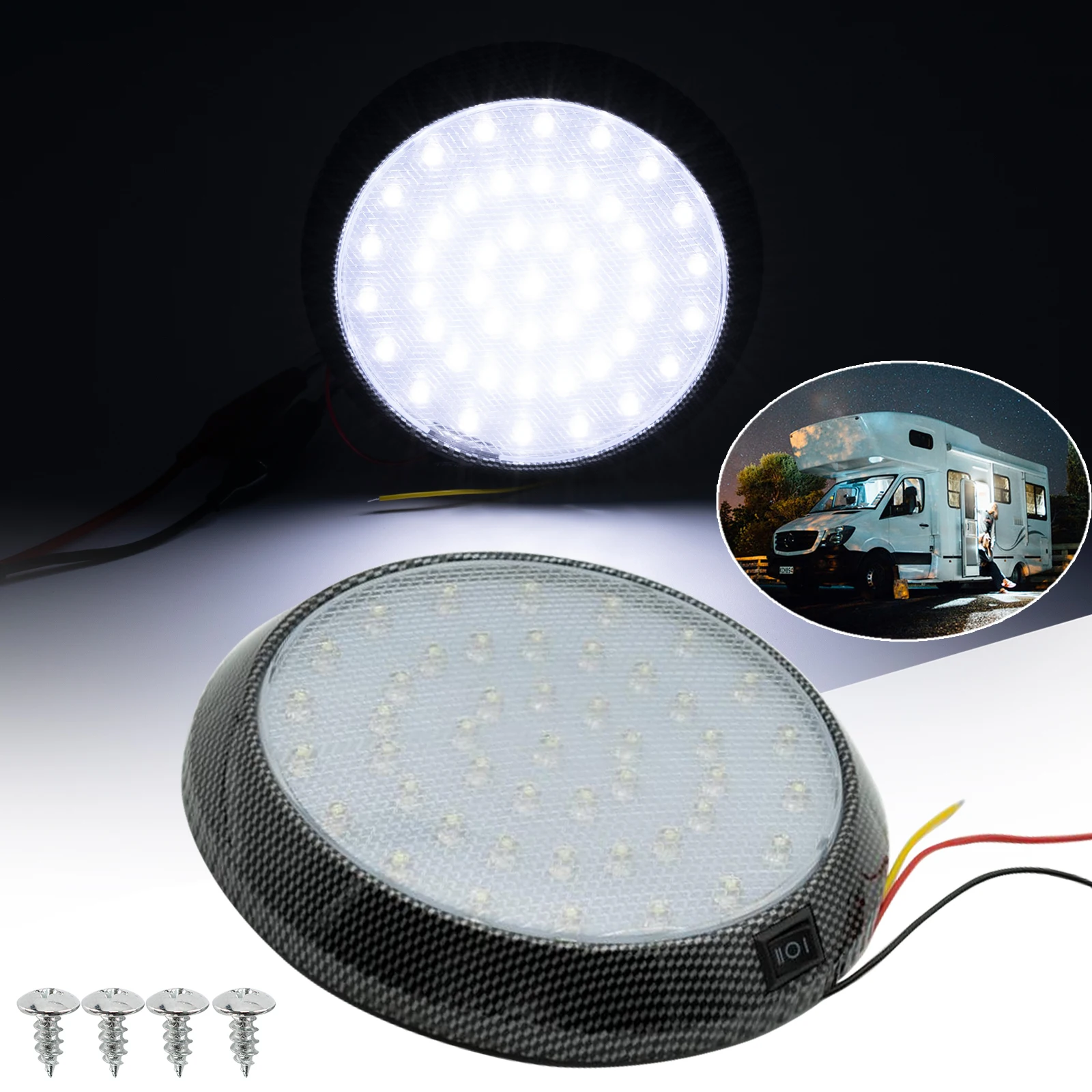 

Потолочный купольный светильник на крышу автомобиля, Универсальный светодиодный светильник белого цвета для чтения, 12 В, для автомобилей, ф...