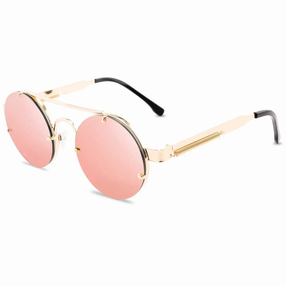 

Round Steampunk Sunglasses Men 2021 Fashion Elastic Teaples Brand Designer Vintage Rimless Sun Glasses For Women Lentes De Sol