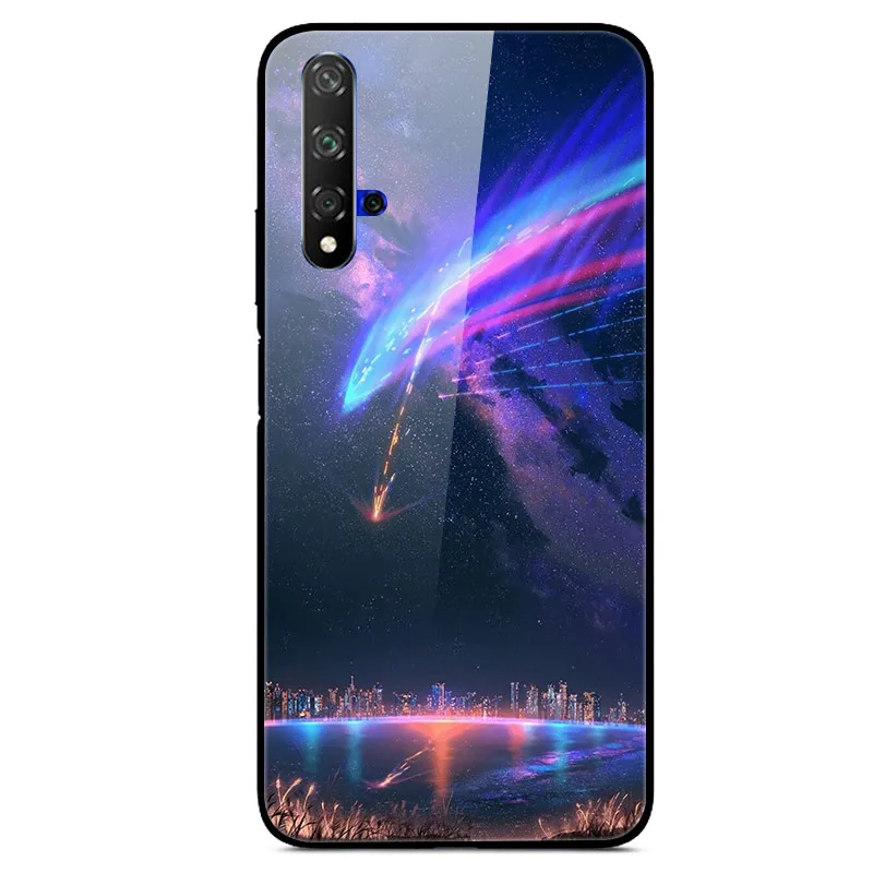 Коричневый Чехол для huawei Honor 20, Жесткий Чехол из закаленного стекла с принтом, чехол для huawei Honor 20 Pro Lite Honor20 YAL-L21Cover Fundas - Цвет: Коричневый