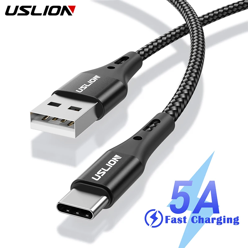 

USLION 5A USB Type C Data Cable For Samsung S10 S9 Xiaomi Mi 11 Type C Cable USB C Charger Fast Charging Mobile Phone Chargers
