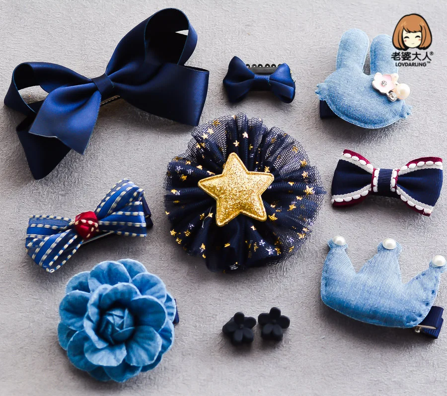 

Korean Style Bow Flower Five-Pointed Star Rabbit Head Hairpin Side Clip BB Clip Set Hair Accessories Headwear