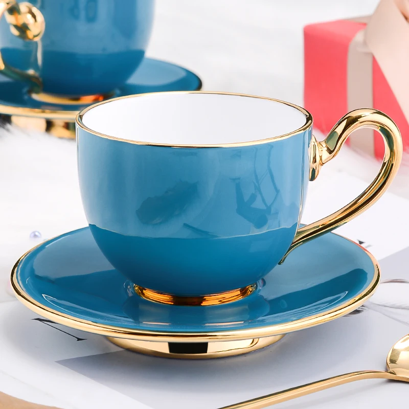 Роскошная керамическая чашка в скандинавском стиле синяя Минималистичная