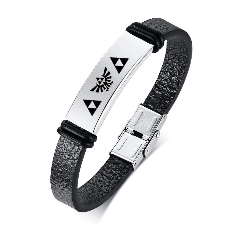 Индивидуальный ID мужской кожаный браслет регулируемый с координатами |