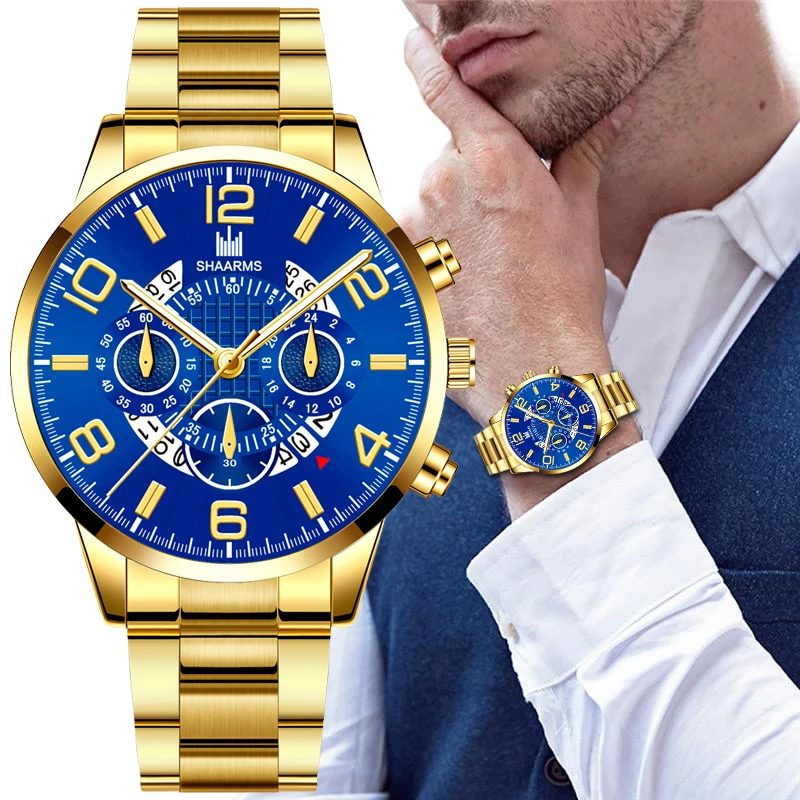 Мужские модные часы SHAARMS военные спортивные с календарем кварцевые наручные