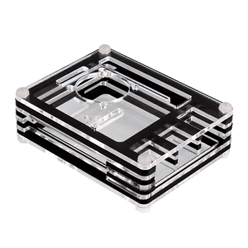 Акриловый чехол для Raspberry Pi 4 черный прозрачный корпус + охлаждающий вентилятор