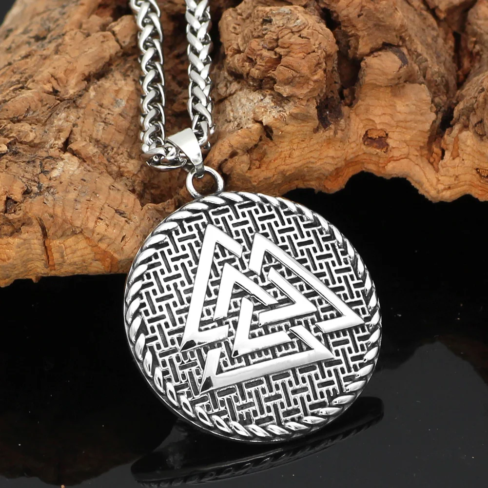 Скандинавский Викинг Valknut ожерелье из нержавеющей стали для мужчин с подарочной