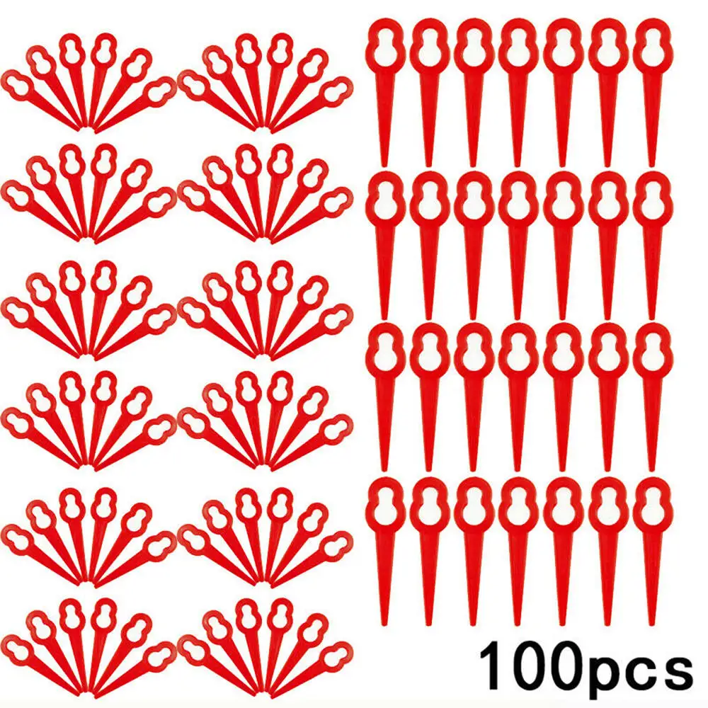 

100 pcs /set Plastic Blade Set Replacement Blade For Cordless Grass Trimmer Strimmer blades Red / Green