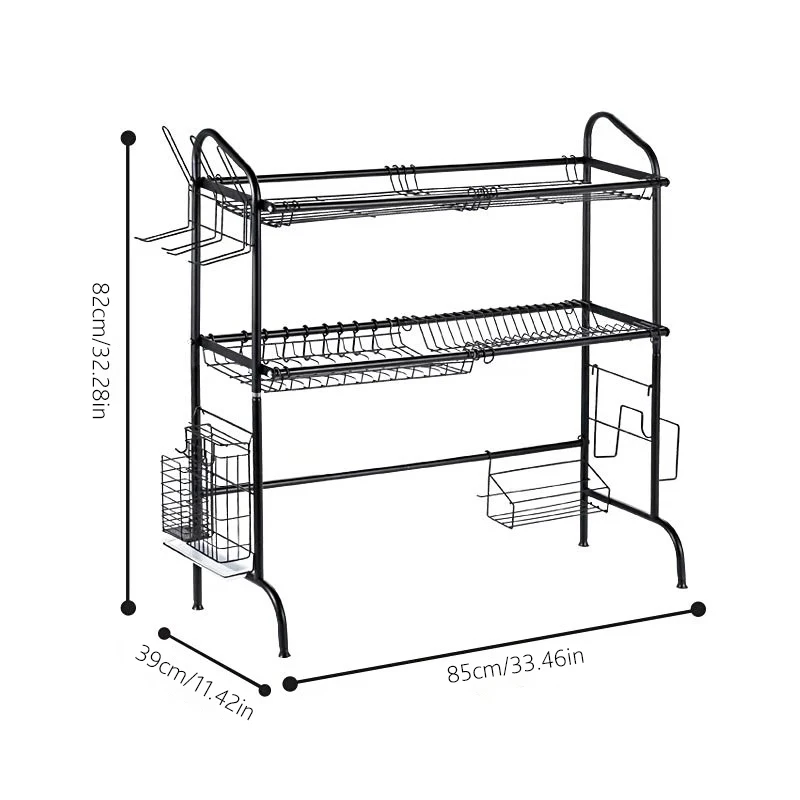 

Stainless Steel Dish Drying Rack Over the Sink Kitchen Storage Shelf Counter-top Space Saver Stand Tableware Drainer Organizer