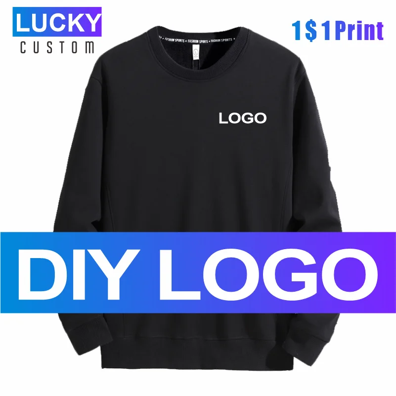 

Winter Men's 100% Cotton Plus Velvet Warm Round Neck Sweater Custom Printed Embroidery Logo Men And Women Cotton Sweater Top 4xl