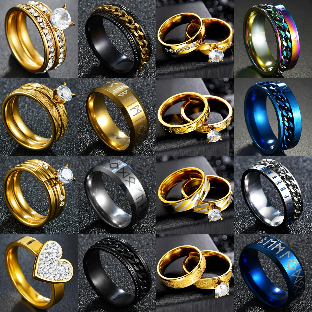 

High Quality Romantic Ring Set For Women Ladies Lovers Party Wedding Fashion Rhinestone Clear Crystal Rings Jewelry Gift