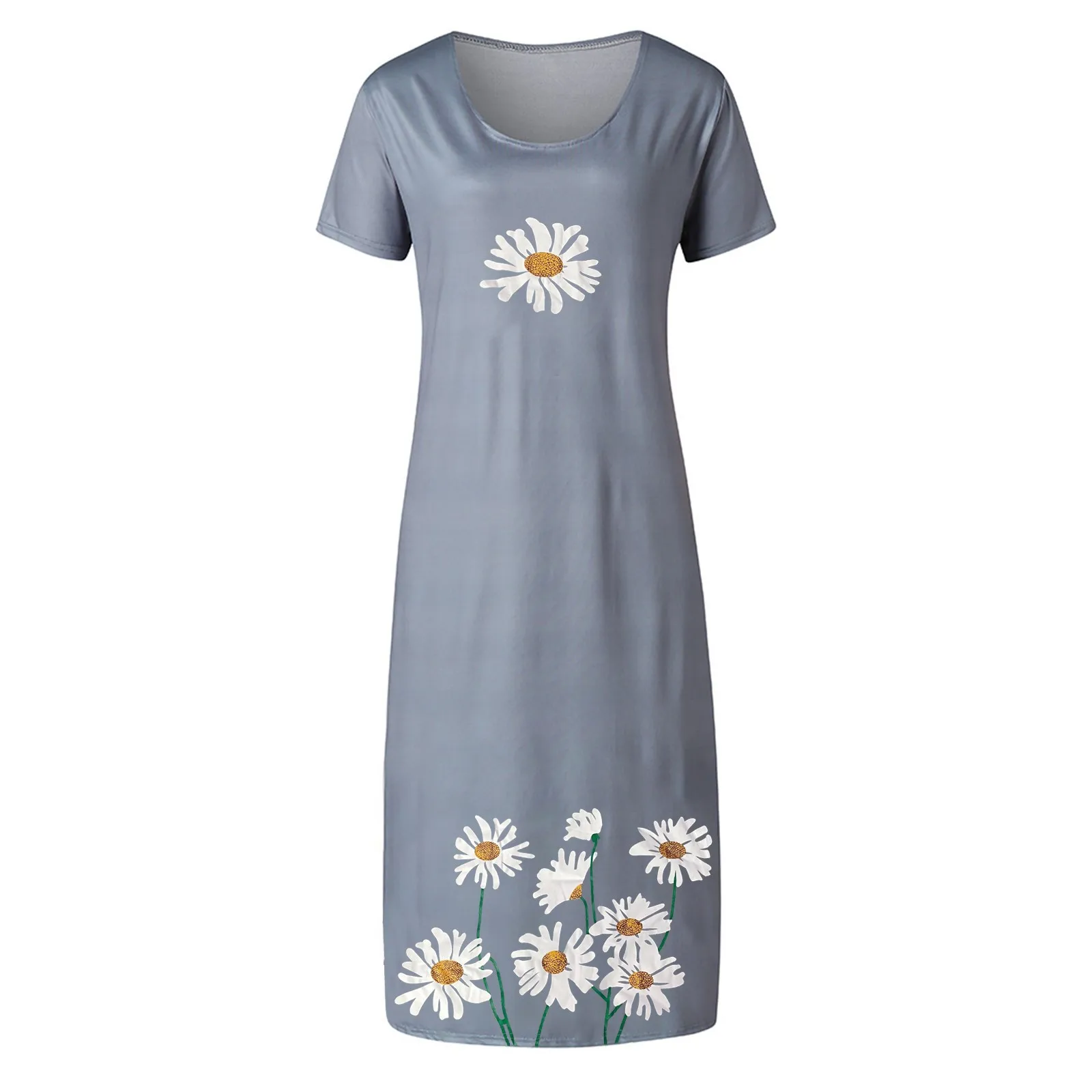 

Long Loose Vest Dress Fashion Women O-neck Sleeveless Sunflower Printed Casual Daliy Boho Long Maxi Dress