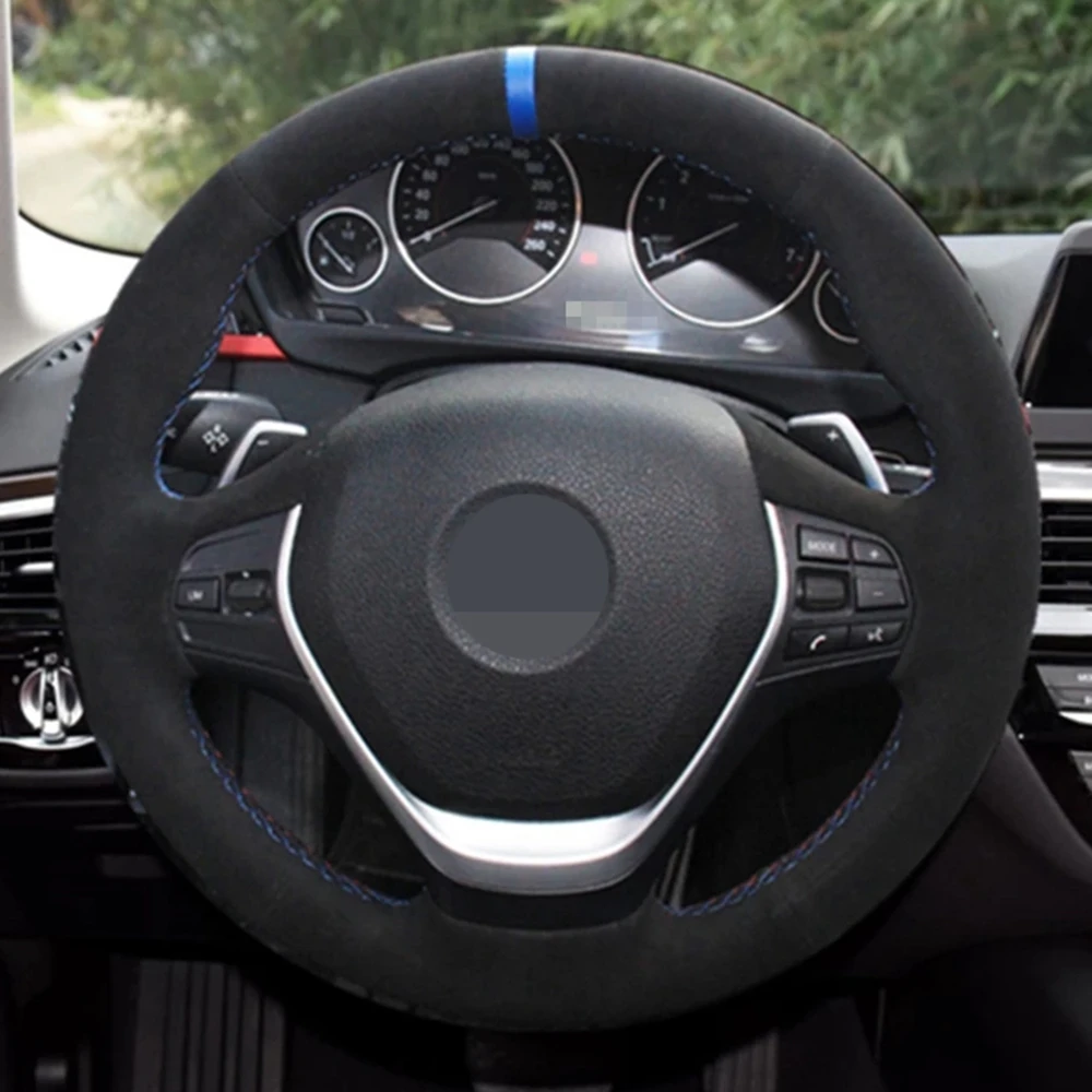 Замша для BMW F20 F45 F30 F31 F34 F32 F33 F36 118i 120i 125i 218i 228i 420i 430i 435i черная чехол рулевого колеса