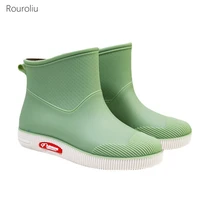 ankle rain boots women spring autumn new fashion slip on casual water boots female winter outdoor warm rainboots