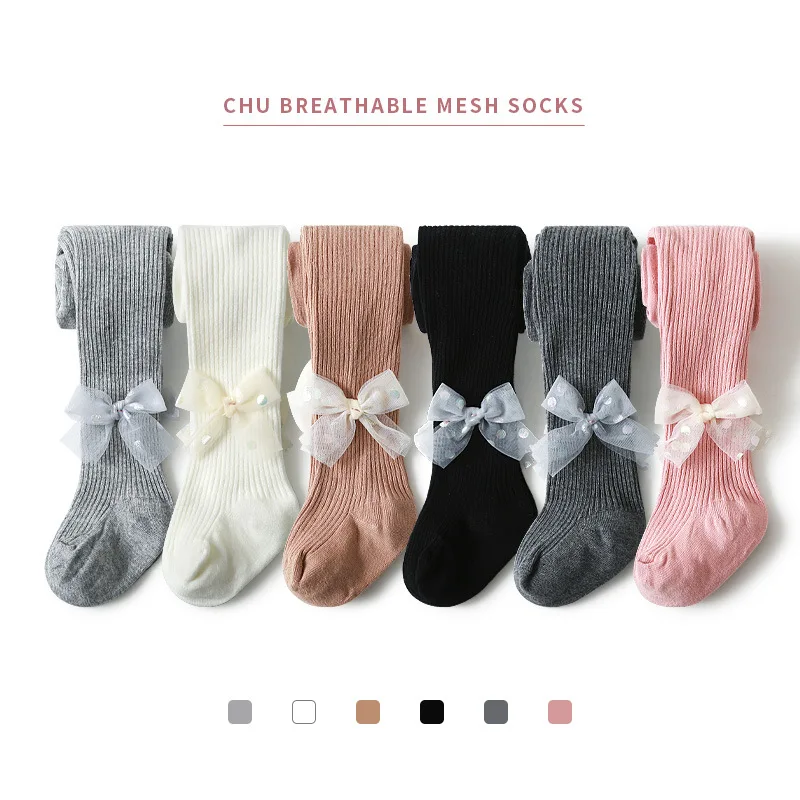 

Baby Pantyhose Girls Tights Toddler Girl Winter Clothes Cute Girl Bow Pants Cotton Breathable Stockings Knit Kid Tights