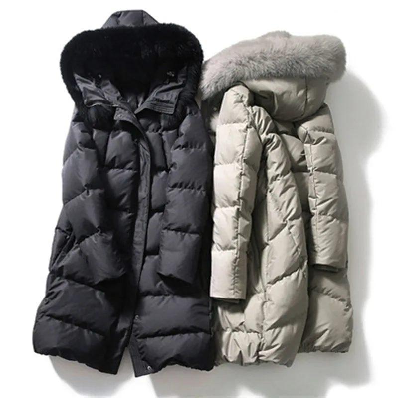 Down Jacket 2020  Big Size Women's Winter High-End Fashion Long Hooded Thick White Goose Down Fox Fur Collar Women's Down Jacket enlarge