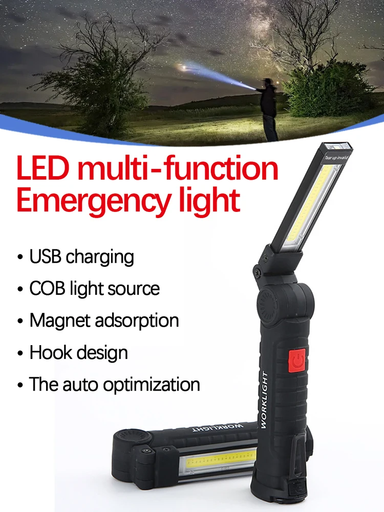 

Светодиодный фонарик, светильник USB-перезаряжаемый рабочий светильник, складной фонарик, уличный аварийный фонарь для кемпинга