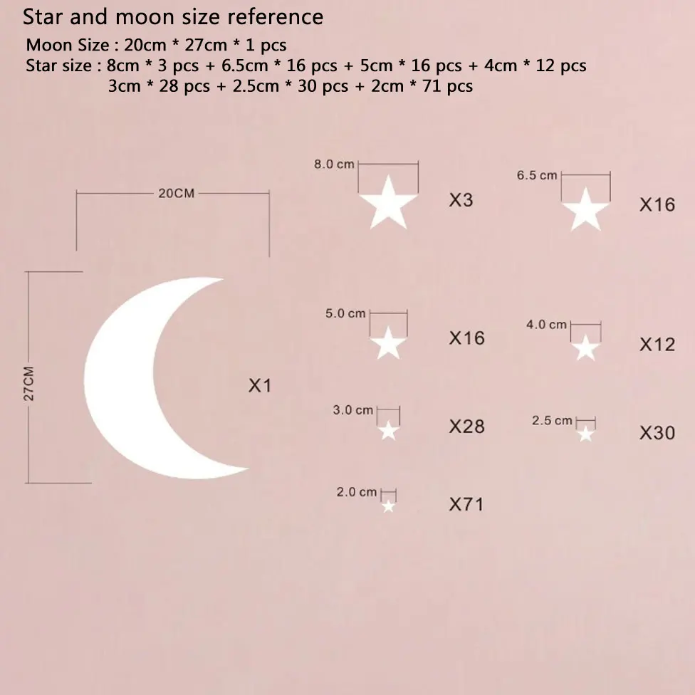 Star moon combination wall sticker for kids baby rooms bedroom background home decoration wallpaper DIY decals nursery stickers | Дом и сад