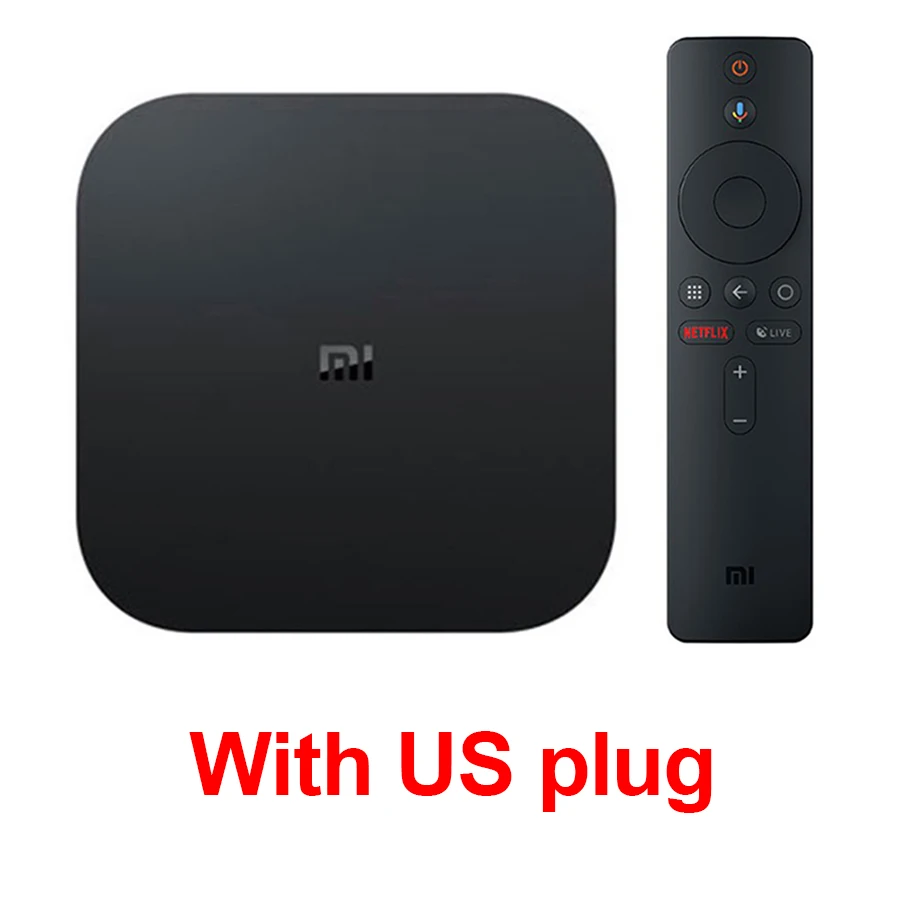 With US plug Xiaomi mi ТВ приставка S 4K HDR Android tv 8,1 Ultra HD 2G 8G wifi Google Cast Netflix телеприставка mi Box 4 медиаплеер - Цвет: With US plug