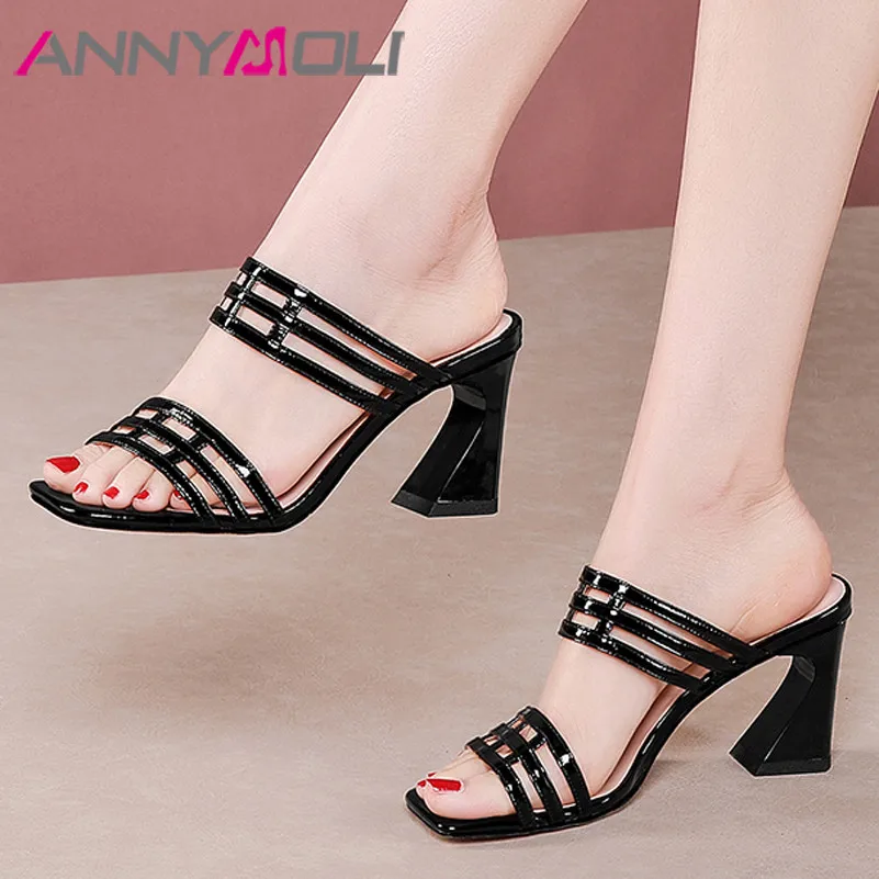 Meotina/плиссированные тапочки из натуральной кожи Женские шлепанцы на среднем