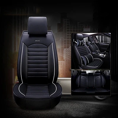 Black white ZRCGL Универсальный Flx автомобильные чехлы для сидений для Ssangyong все модели Rexton Korando Rodius ActYon kyron автостайлинг аксессуары - Название цвета: Black white
