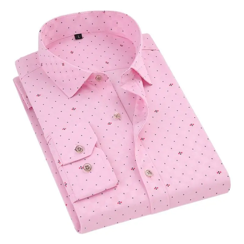 Мужская рубашка с длинным рукавом повседневная мягкая в клетку цветочным