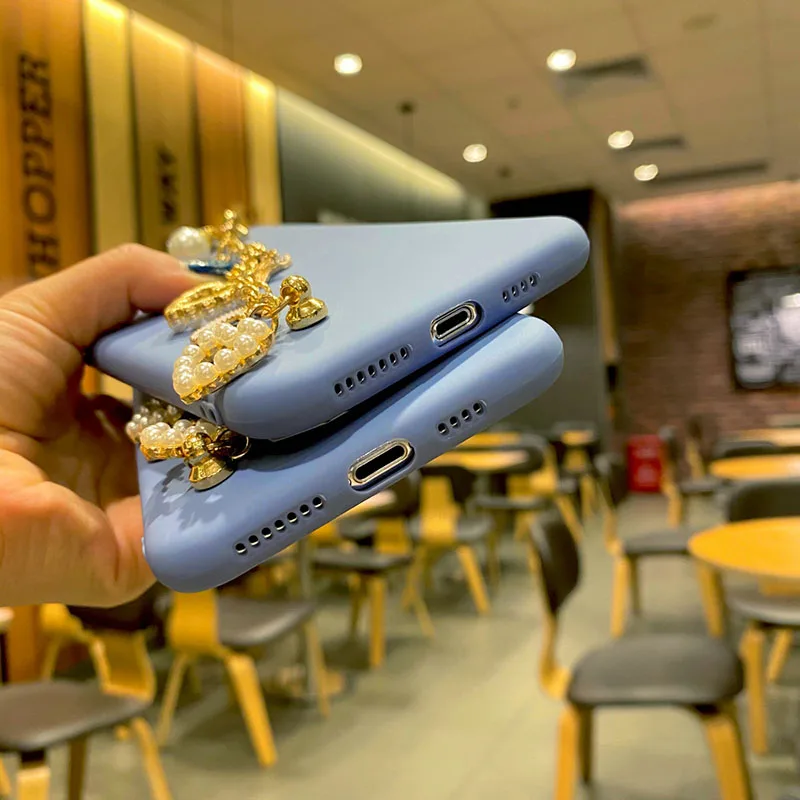 

For iPhone 12 11 Pro Max Luxury Star Moon Chain Wrist Strap Phone Case For iPhone 7 8 Plus X XR XS Max Mini Silicone Back Cover