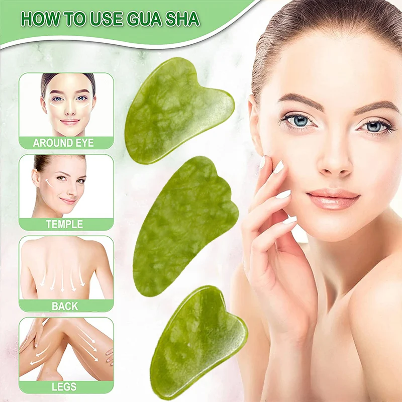 

Jade Stone Gua Sha Scraper Board Facial Massager for face Guasha Natural gouache scraper for Face Skin Lifting Beauty Care Tools