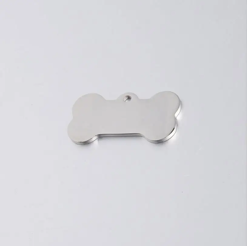 10 шт./лот зеркало из нержавеющей стали полированный Pet ID тег Bone Charms DIY собака кулон