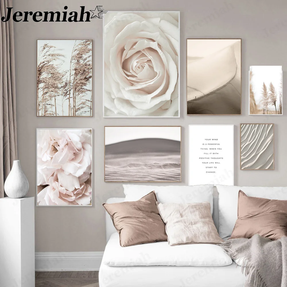 

Nordic Floral Canvas Desert Landscape Reed Painting Scandinavian Style Wall Art Modern Aesthetic Room Home Decoration