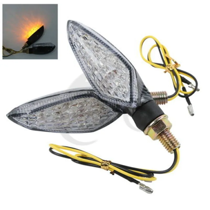 

Carbon Fiber 2X Amber LED Turn Signal Light Indicators For Universal Motorcycle