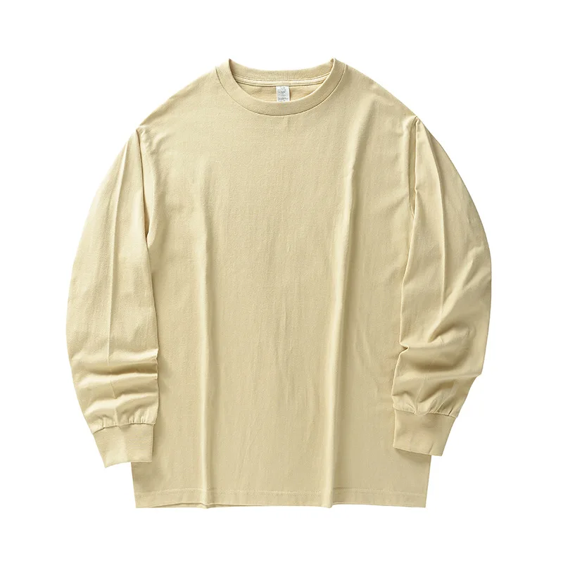 

W40 Cotton loose thick solid color opaque long sleeve T-shirt for lovers