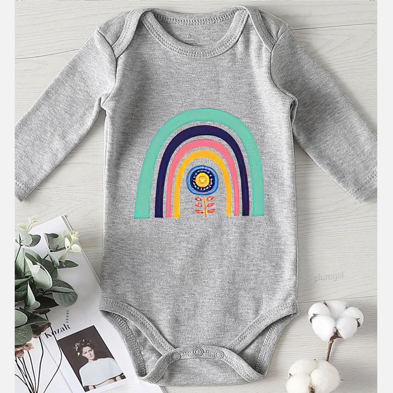 Зимняя одежда для новорожденных Одежда Костюм радуги Цельный Детский комбинезон