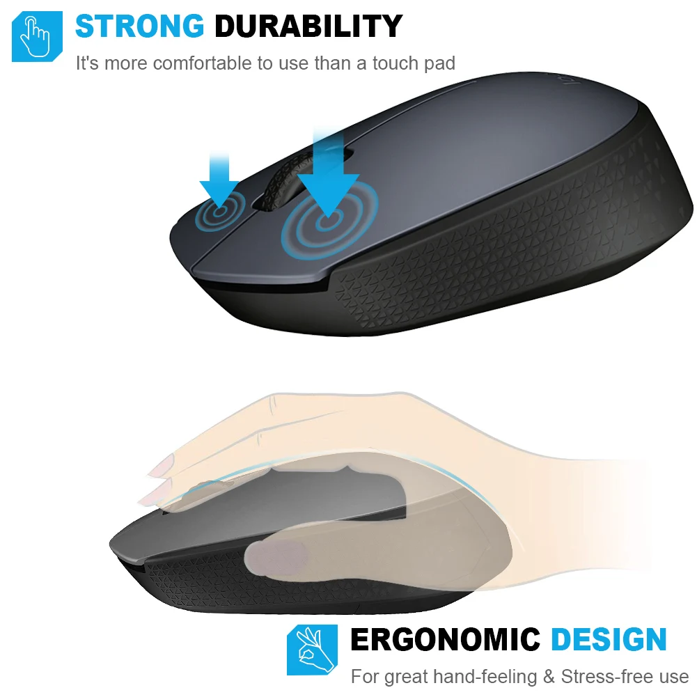 Мышь Logitech M170 Беспроводная с 3 кнопками 2 4 ГГц 1000 DPI|Мыши| |