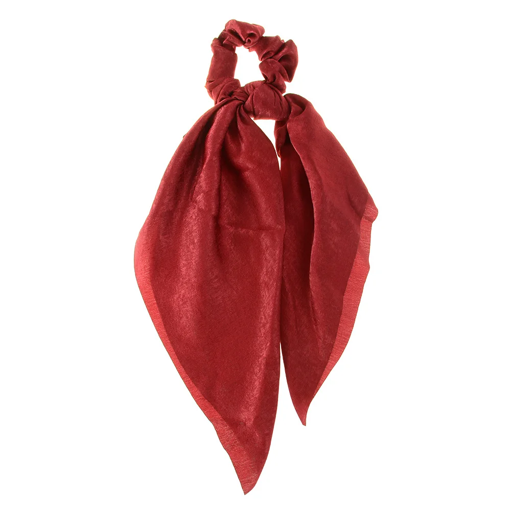 

Solid Color Satin Hairbands Rubber Bands Women Bowknot Ponytail Holder