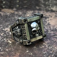 gothic skull flower zircon signet ring new fashion creative men and women punk hip hop ghost head locomotive ring jewelry