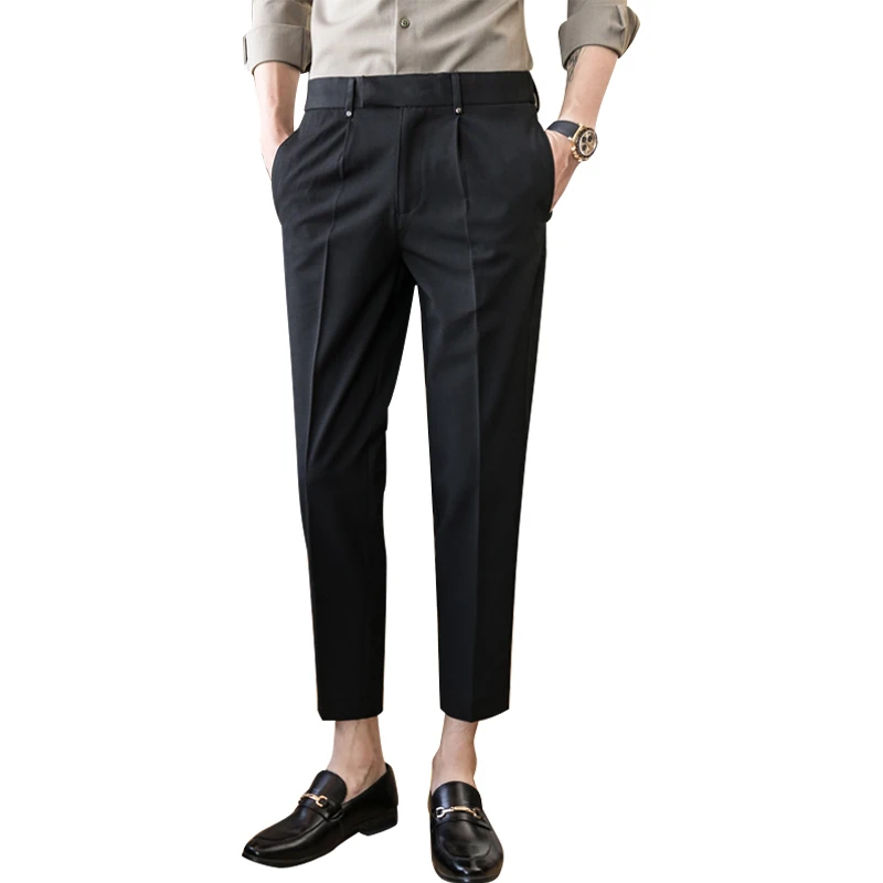 

Men's casual trousers 2020 spring and summer new solid color casual nine points trousers youth fashion trend men's clothing