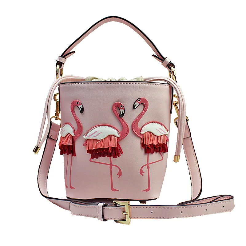 ALNEED женские Сумки из искусственной кожи женская сумка ведро с фламинго сумки на