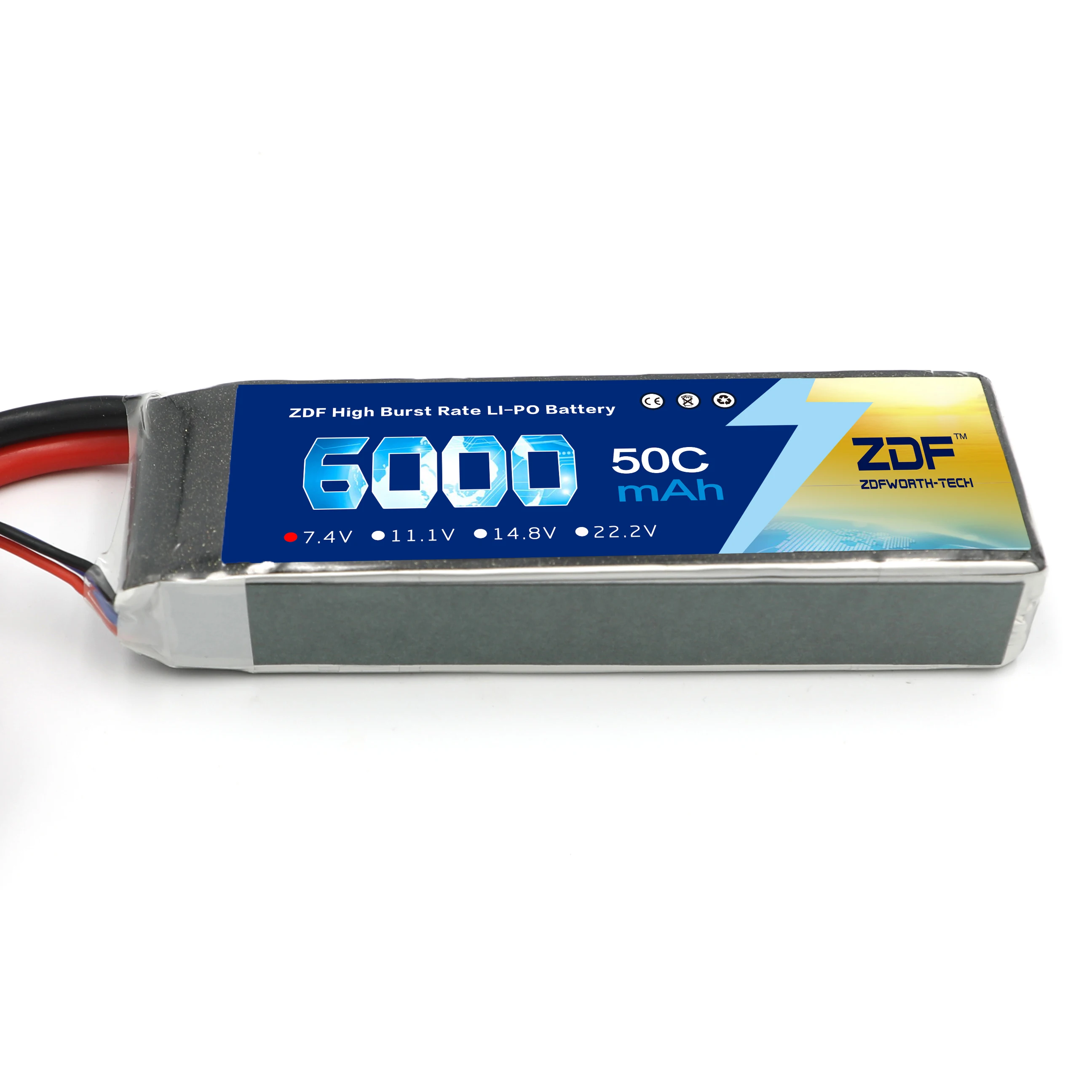 2 шт. литий-полимерный аккумулятор ZDF RC 2S 7 4 в 6000 мАч 50C для радиоуправляемых Traxxas 1/10