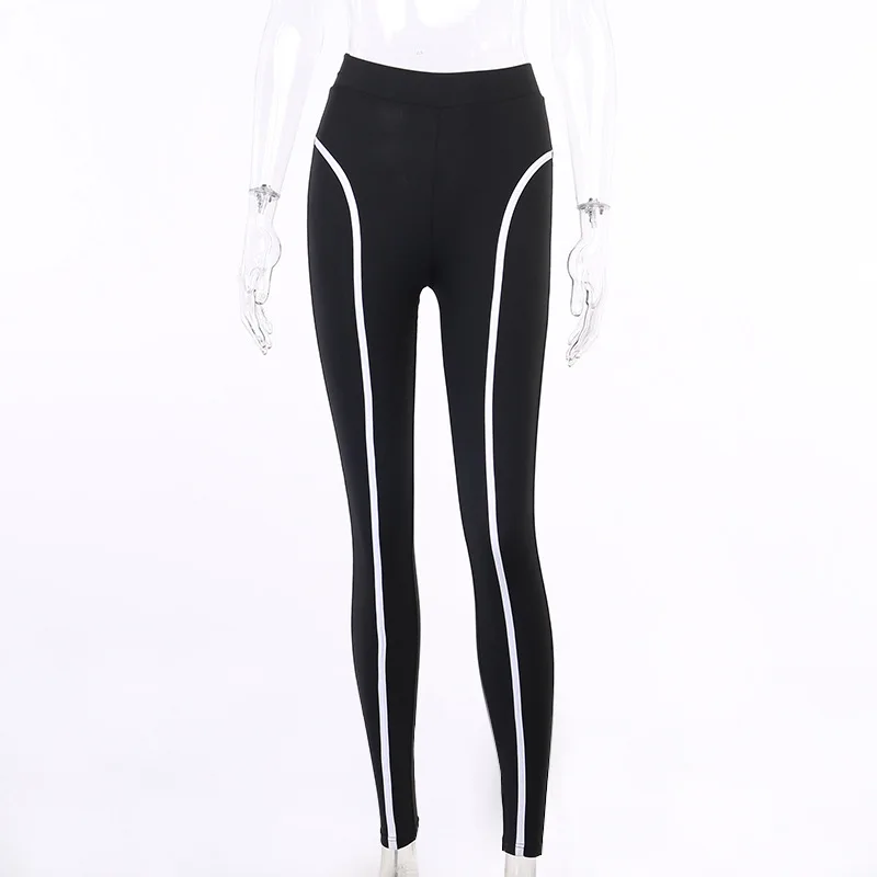 

Patchwork Bodycon Two Piece Pants Set Striped Black Autumn Long Sleeve Zipper Crop Top and Gym Leggings Fitness Sporty Tracksuit