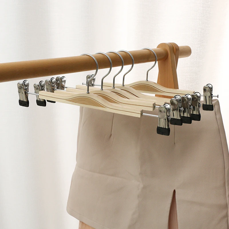 1/5 шт вешалка из натурального дерева с металлическими зажимами