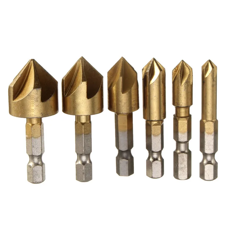 

3pcs 6pcs HSS Chamfer Countersink Chamfer Drill Bit 1/4" Hex Shank 90 Degree Wood Chamfering Cutter 6mm-19mm Abridor De Agujeros