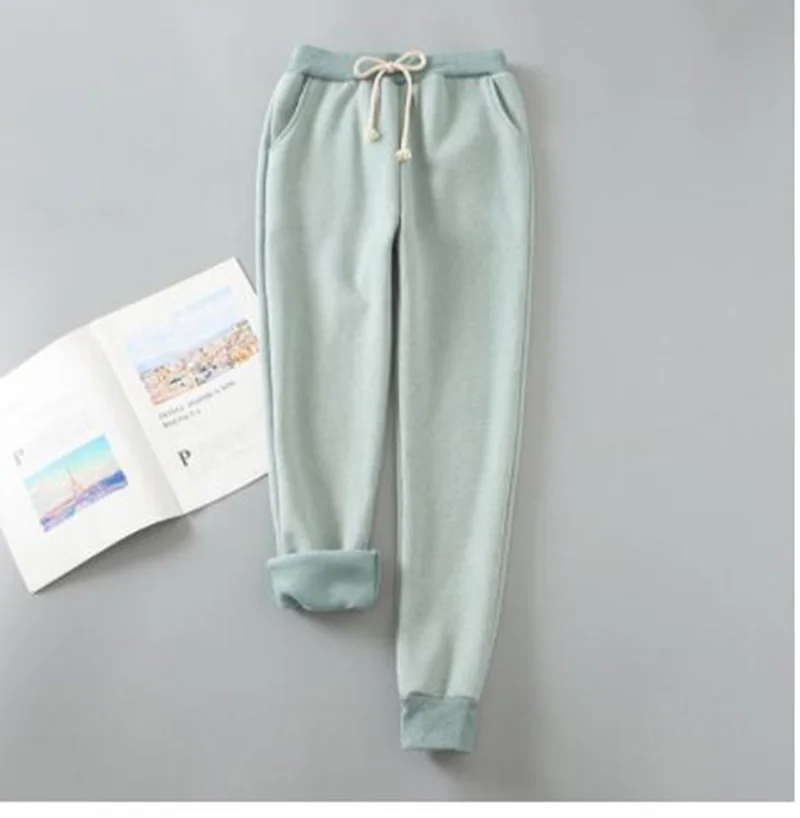 Женские теплые плотные бархатные спортивные штаны для бега на флисе