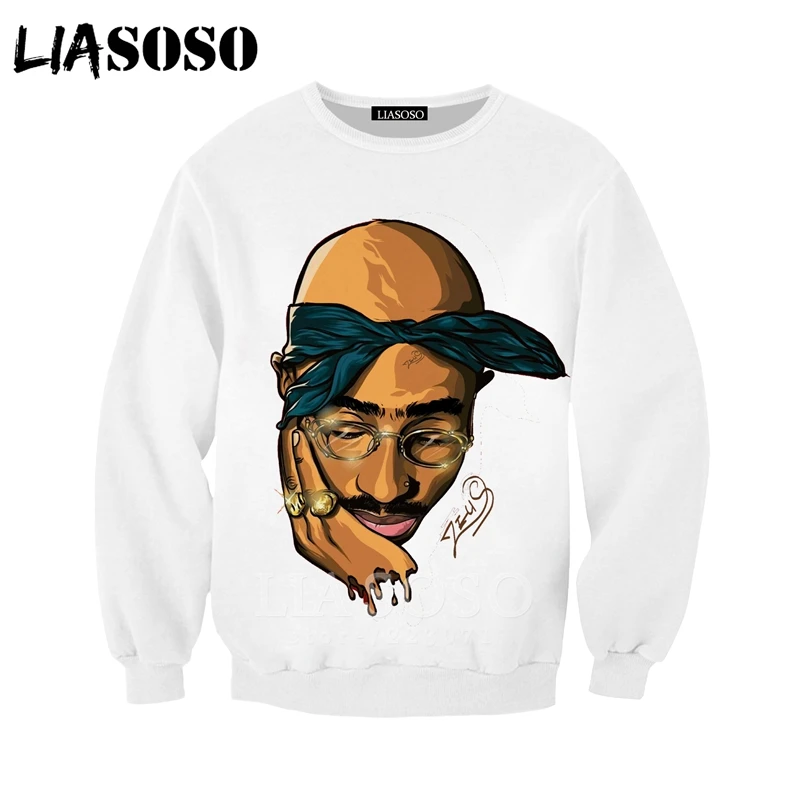 2pac, толстовка LIASOSO, новинка, для мужчин и женщин, забавные толстовки, 3D принт, рэпер, хип-хоп, длинный рукав, уличная одежда, топы, пуловер с круглым вырезом, B182-07 - Цвет: 18