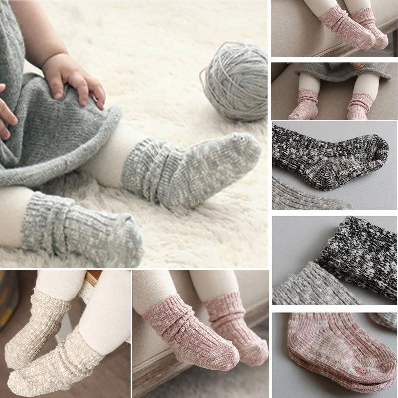 

Kids Warm Socks Solid Candy Color Cotton Baby Anti Slip Warm Soft Socks For Boy Girl Toddler 0-4T