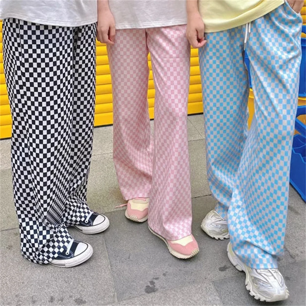 

High Waist Summer Plaid Pants Loose Joggers Women High Street Punk Punk Cargo Pants Women Capris Funny Harajuku Autumn Trousers