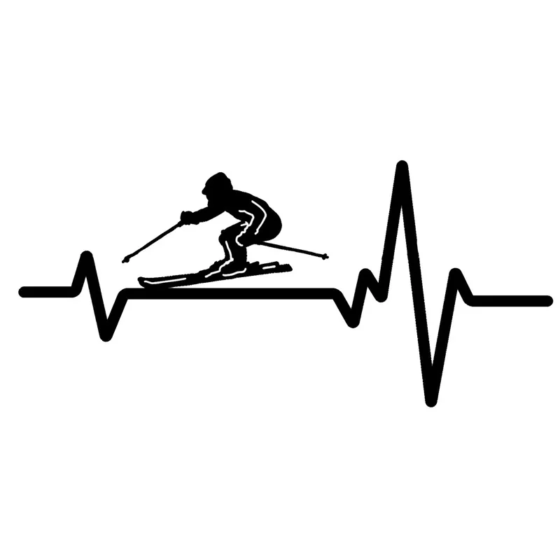 

Creative Men Skiing Downhill Heartbeat Art Decals Car Decoration Personality Pvc Waterproof Car Decals Black/white, 17cm*8cm