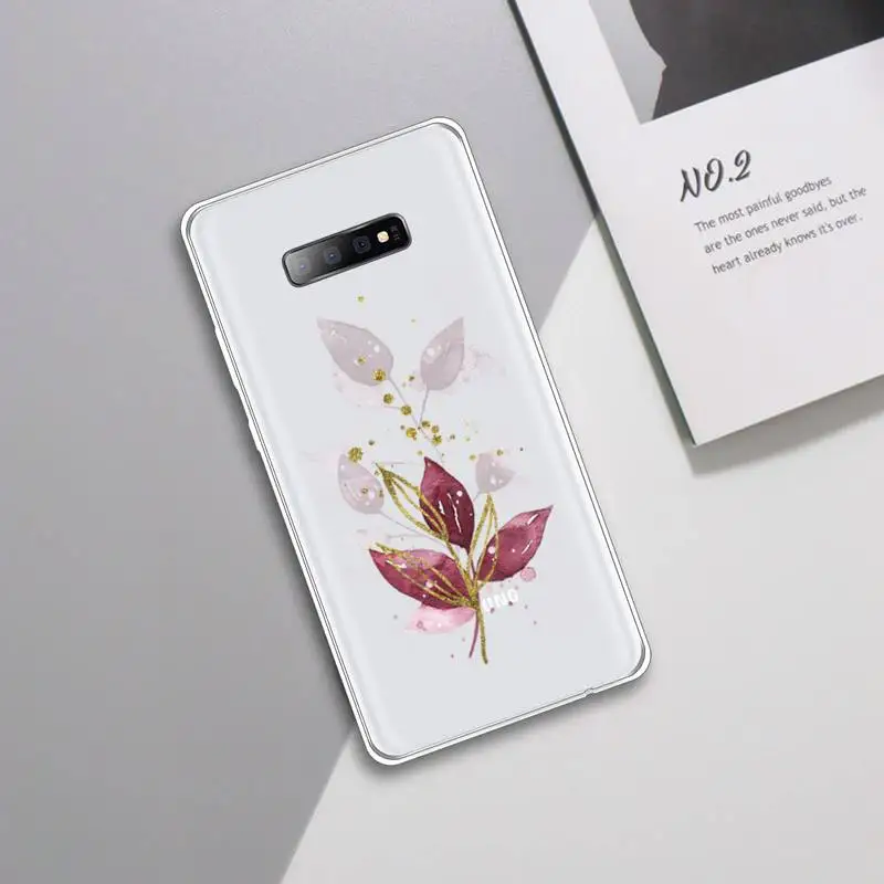 

Pink gold flower pattern aesthetics Phone Case Transparent For Samsung Galaxy A 71 21s S note 8 9 10 plus 20 ultra
