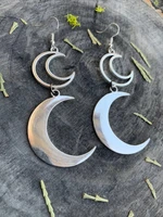 double moon crescent earringssilver plated celestial jewellery statement earrings