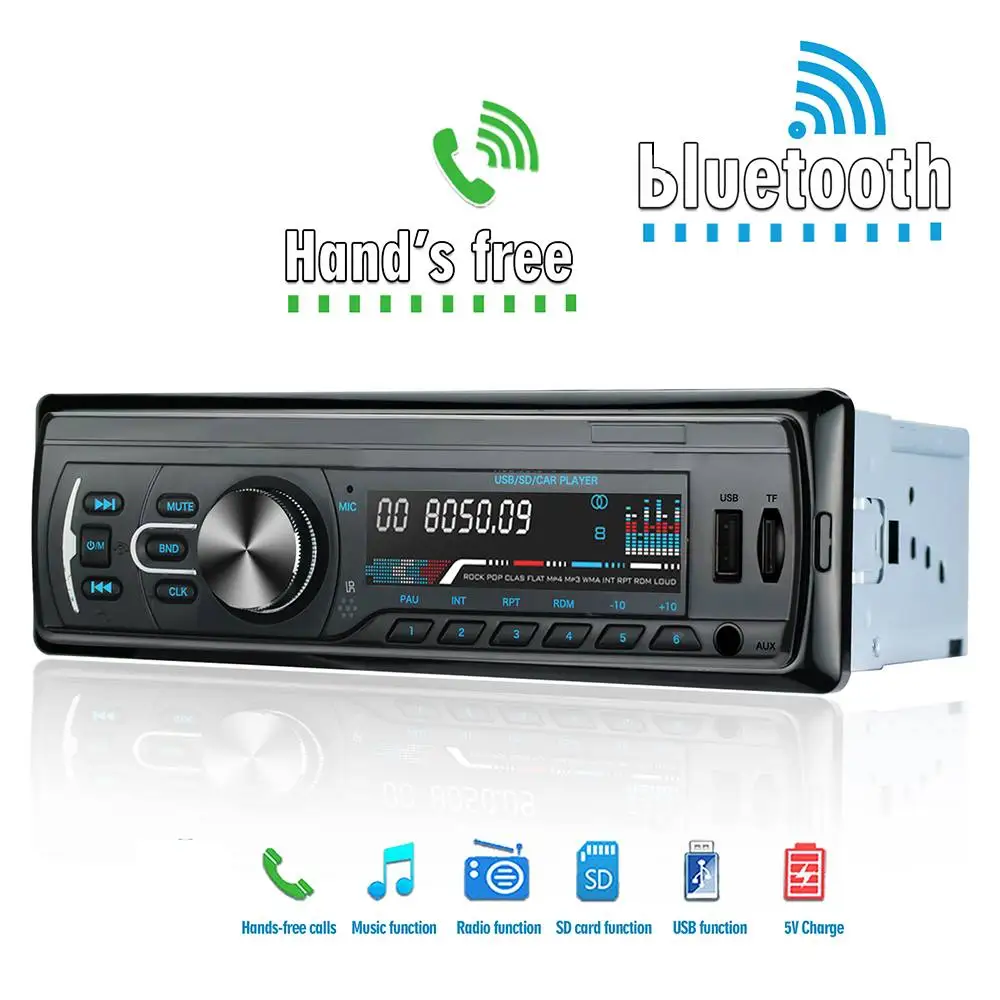 1 Din Автомобильный мультимедийный плеер Автомобильный радиоприемник с bluetooth MP3 музыкальный плеер Автомобильный стерео радио Hands-free fm-приемник USB 12 В-dash